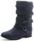Pogolino Damen Stiefeletten Plateau Strick Boots Biker Herbst Winter Stiefel ST2912, Dunkelblau 37