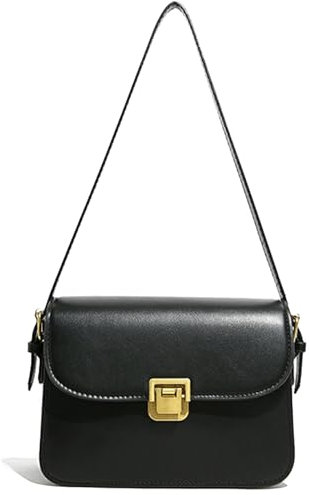 Farcauo Damen Umhängetasche Kleine Schulterriemen Crossbody Bag Damen Pu Leder Crossbody Bag Mode Retro Schwarz Handtasche Multikompartiment 2 Abnehmbar Gurt