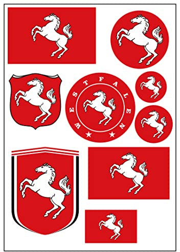 Daged Westfalen Aufkleber Karte 9 Stück - PKW Auto Motorrad Biker Flagge Fahne Vinyl AK