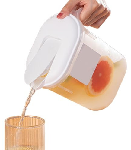 Kalastussaari 1.8L Plastic Kitchen Fridge Door Jug with Lid Water Fruit Juice Milk Drinks Pitcher Outdoor Summer Cocktail Container with Pour Spout and Handle, fridge jug