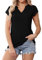 Kfnire Camiseta Mujer Holgada de Manga Corta con Cuello en V Blusas Mujer Verano Casual Elegante Basicas Tops T-Shirt