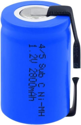ZWDCVFGK Wiederaufladbar, 1,2 V, 2800 mAh, 4/5 Sub C (4/5 sc), NI-MH-Akku, mit Löt-Nickellaschen für Lautsprecher, Kopfhörer, Solarlampe, Fahrrekorder,4Pieces