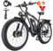 Kinsella KETELES K800 dual motor 26-inch fat tire mountain electric bike 48V 23AH battery, 4 color options, 21 speeds, color display,Hydraulic brakes, UK Warehouse (white)