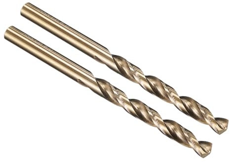 PATIKIL 6mm Drill Bits, Jobber Straight Shank M35 Cobalt 5% High-Speed Steel 135° Gold Finish for Hardened Steel Hard Metal - 2 Pack
