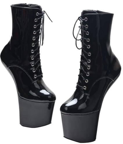 TIKENBST Talon Aiguille Talons Hauts Sexy 46 Plateforme Heelless Ballet Bottines Super Hautes,Black-42