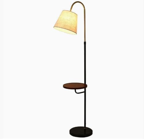 RONGSHEN lampadaire Lampadaire avec Table d'ampoule en Bois Tableau 3 Color avec Un Chargeur sans Fil de téléphone Mobile USB pour Le Salon et la Chambre Lampe sur Pied
