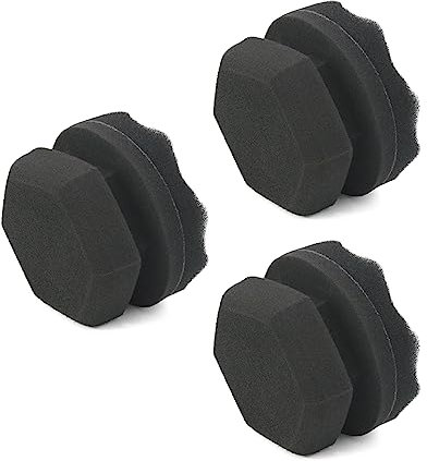 Aplicador de 3 piezas de 3 pulgadas, duradero, lavable, reutilizable, esponja de espuma para detalles de coche, limpiador de neumáticos, color negro