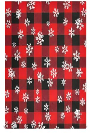 Trockentücher für Geschirr, 71,1 x 45,7 cm, Rot / Schwarz, kariert, Schneeflocken, Weiß