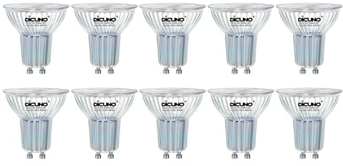 DiCUNO GU10 LED-lampa 5W motsvarande 50 W halogen, neutral vit 4 000 K, 600 lm, GU10 LED 230 V, MR16 spotlight, 40° stråle, icke-dimbar reflektorlampa, glas, set med 10 st