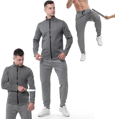Vêtements anti-coupures et anti-couteaux, veste de protection tactique, ensemble manches longues/pantalon, vêtements de protection niveau 5, anti-morsures, anti-déchirures et anti-couteaux, gris-M