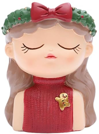 F Fityle Pot de Fleurs Fille, Pot de Fleurs Dessin animé avec Trou de Drainage, Plantes d'intérieur, bonsaï, jardinières en résine pour Bureau, Style D