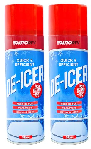 ANGIX 2 x 500ml De-Icer Spray - Fast Acting Car Windscreen Deicer for Ice & Frost Removal - Quick Defrost Spray for Windows, Mirrors & Locks, Works to -15°C, Prevents Refreezing, Winter Car Deicer Kit