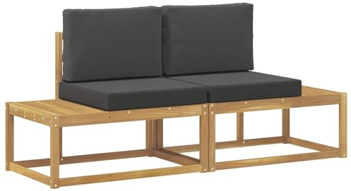 vidaXL Outdoor End Sofa mit Kissen 2 Stück Weiß Massivholz Akazie, Moderne, wetterfeste Gartenmöbel, vielseitige Entspannung, Akazienholz, gemütliches Draußenleben