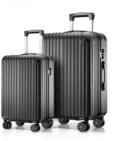 ABISTAB Voyager ABS-Kofferset 2-teilig S+L, 360°-Doppelrollen, Schwarz | S 55 cm und L 76 cm, flexible Größenkombination, Zahlenschloss, geordneter Innenraum, für Kurz- und Langreisen
