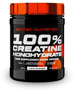 Scitec Nutrition 100% Creatine Monohydrate - Vegano - 3g por porción - Aumento del rendimiento para entrenamientos de alta intensidad - 300 g, sin sabor