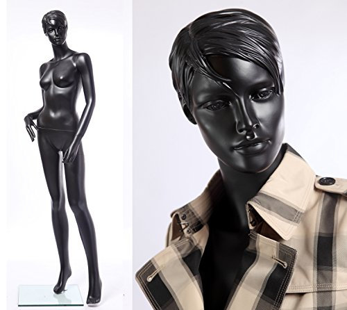 Eurotondisplay CS12-8 schöne schwarz lackierte weibliche Schaufensterpuppe in matt Female Mannequin Metallplatte