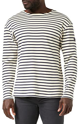 Armor Lux Herren Marine-Stil Loctudy aus Dicker Baumwolle T-Shirt, Mehrfarbig (Nature/Navire 395), X-Small (Herstellergröße: 1)