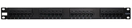 Inter-Tech 88887152 IPC 19 CAT5e UTP Patchpanel, 24 Port, AMP