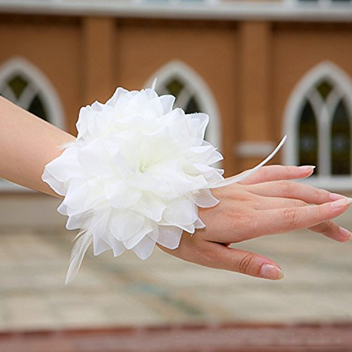 Miya® 1Stück weiß Blumen als Armband/Haar Accessoires aus Schleier Spitz Lace, Hochzeit Accessoires Strand Urlaub Accessoires Jugendweihe Braut Haarschmuck
