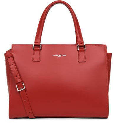 LANCASTER | Smooth - Grand Sac cabas Main Refente de Cuir de Vachette Lisse Rouge
