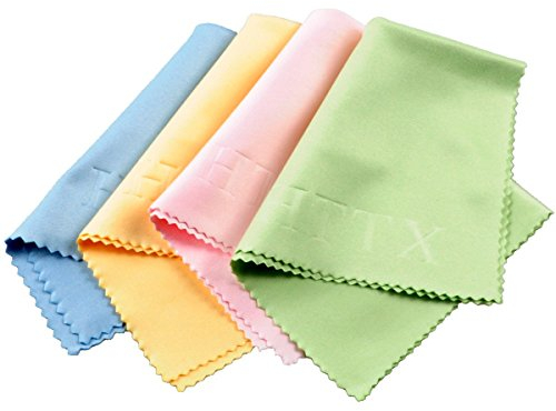 HTTX Microfiber Screen Cleaning Cloths for Cell Phones, Tablets, LCD TV and Laptop, Camera Lenses, Surface Tablet, Monitor, Car GPS Screens, Spectacles, Glasses, Watches 6 x 7 inches 4-Pack