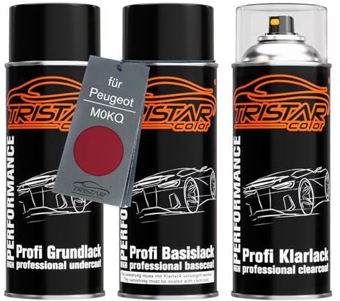 TRISTARcolor Bombes aérosols pour Peugeot M0KQ Rouge Lucifer Nacre + vernis | Rojo Fuego Nacre, Peinture voiture, Kit peinture de fond + base + vernis, bombes aérosols 400ml