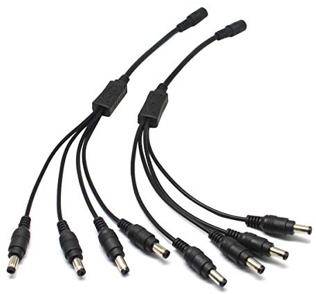 Security-01 1 bis 4 Wege DC Power Splitter Kabel Schwarz, Stecker 5,5mm x 2,1mm für CCTV-Kamera LED String Licht