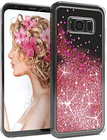 EAZY CASE Hülle kompatibel mit Samsung Galaxy S8 Schutzhülle mit Flüssig-Glitzer, Handyhülle, Schutzhülle, Back Cover mit Glitter Flüssigkeit, aus TPU/Silikon, Transparent/Durchsichtig, Rosa