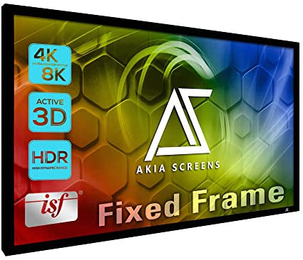 Akia Screens Fixed Frame Projector Screen 100 inch 16:9 8K 4K Ultra HD 3D Ready Wall Mount CINEWHITE UHD-B 100 Projection Screen for Indoor Movie Video Home Theater Cinema Office AK-FF100WH2