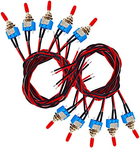 Senven 10pcs Professionelles Auto-Mini-Kippschalter mit vorverdrahtetem, Ein-Aus-2-Position 3-Pin Spst 3v / 5v / 12v / 220v / 240v Für PKW, LKW, Boote, Armaturenbretter - 3a 250vac / 6a 125vac