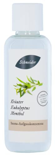 Saunabedarf Schneider - Aufgusskonzentrat, Saunaaufguss Eukalyptus mit Kräutern und Menthol 250ml