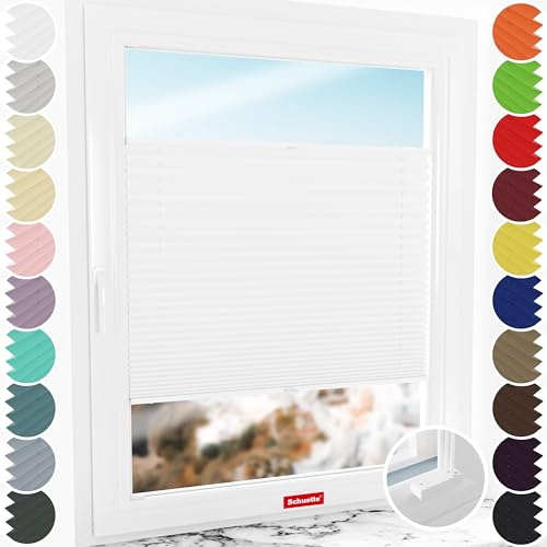 Schuette® Plissee mit Bohren zum Anschrauben ● Thermo Kollektion: White Day (Weiß) ● 105x120cm (Breite x Höhe) ● Suprafix Faltrollo Befestigung ● Bequeme Rollo Montage inkl. Video