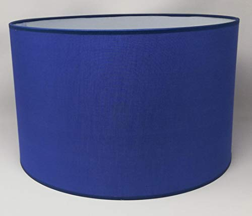 Zylinder Lampenschirm Baumwolle Stoff handgefertigt für Deckenleuchte, Tischleuchte, Stehlampe (Blau, 40 cm Durchmesser 20 cm Höhe)