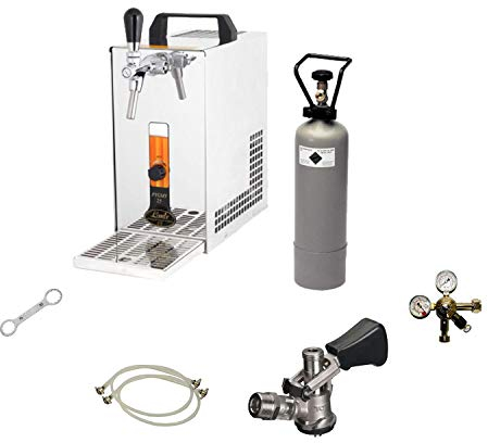 Komplett Set - Zapfanlage, Bierzapfanlage, Bierkoffer, Durchlaufkühler PYGMY 25 1-leitig Trockenkühler, 35 Liter/h, Zapfkopf:Kombi