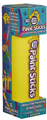 Little Brian Paint Sticks For Kids - 30 Pack Assorted Colours & Fun Storage Tube - Mess-Free, Easy Clean Up, Fast Drying Action, Vibrant Colours, Multi-Surface, Twist & Paint