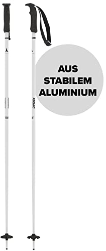 ATOMIC CLOUD Skistöcke - Weiß - Länge 115 cm - Hochwertiger Aluminium-Skistock - Ergonomischer Griff für mehr Grip - Stock mit 60 mm Pistenteller - Einsteiger-Stöcke