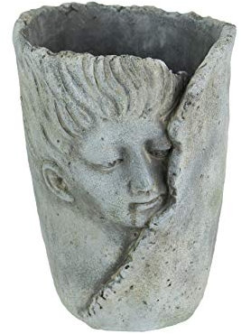 Pflanzgefäß / Vase aus Beton, verwittert, 20,3 cm hoch