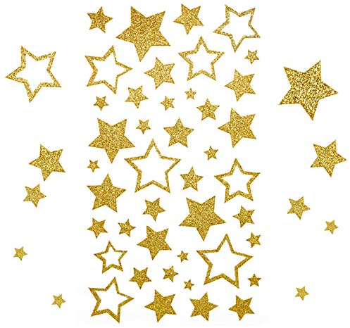 Kesote 210x Sticker Stern Aufkleber Glitzer Gold Etiketten Selbstklebend zum Basteln für Weihnachten Deko Geschenk