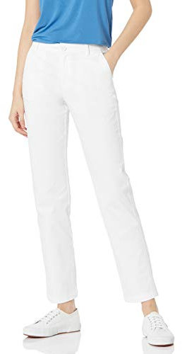 Amazon Essentials Women's Slim-Fit, Straight-Leg Stretch Twill Chino Trouser, White, 16