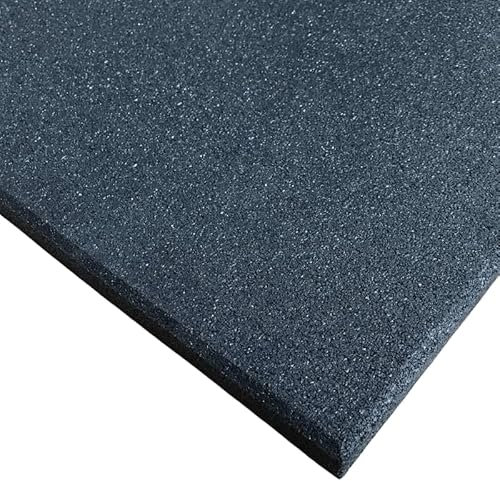 Rubber Crumb Gym Floor Tiles - Heavy Duty Non-Slip Commercial Grade Gym Mats - 1m x 1m (Black, 10mm Thick)