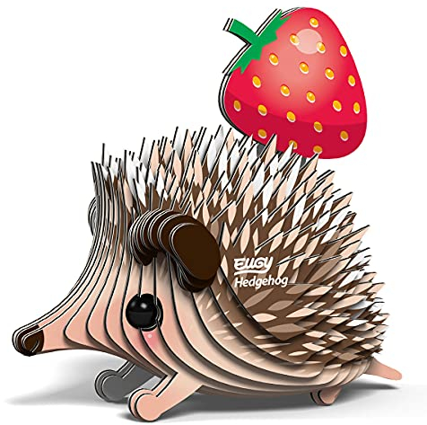 EUGY 650026 Igel, 3D Tier-Puzzle für Kinder und Erwachsene zum Zusammenbauen, DIY Tierfigur, Bastelset ab 6 Jahren, Braun