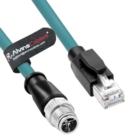 Alvin's Cables M12 X-Code 8-Pin Stecker auf RJ45 Ethernet-Kabel für Cognex/Keyence Kameras, hochflexibles Cat6a-Kabel für industrielle Automatisierung, Feldbus-Module, Robotik, 1M Grün