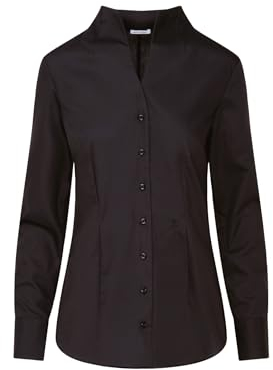 Seidensticker Damen City Bluse Langarm Slim Fit Kelchkragen Bügelfrei Blouse, Schwarz, 38 EU