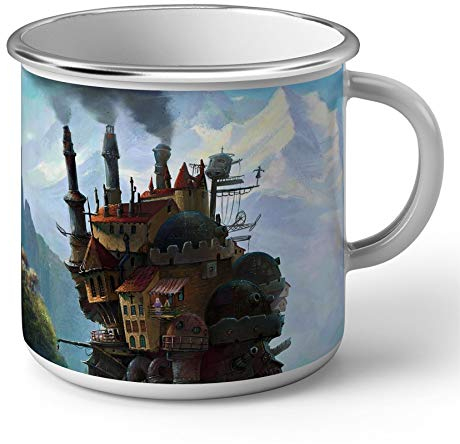 French Unicorn Mug Emaillé Metal Chateau Ambulant Dessin Animé Film Animation Hayao Miyazaki Japon