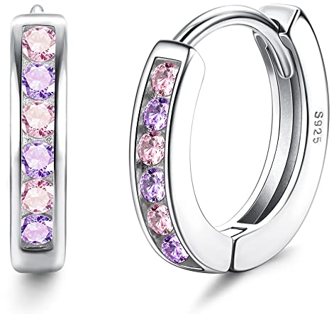 ORAZIO Kleine Creolen Ohrringe Silber 925 für Damen Mädchen Kinder | 925 Sterling Silber Knorpel Tiny Sleeper Huggie Ohrringe | Roségoldene Hypoallergene Ohrringe für Kinder