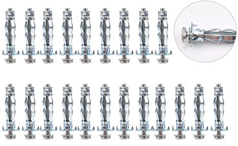 INCREWAY Lot de 21 chevilles murales M4 x 32 en acier carbone robuste Molly Bolt creux Vis d'ancrage pour cloison sèche