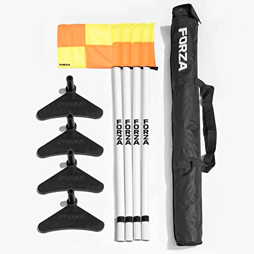 FORZA Pro Corner Football Flags & Bases - Suited to any 3G & 4G Pitch (50mm Pole Thickness, With Carry Bag)