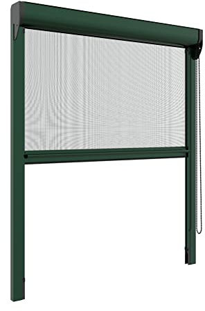 Zanzanet Zanzariera Chiusura Ermetica verticale a catena 55mm per finestre su misura personalizzabile a rullo con profilo robusto e resistente in alluminio 60x150 cm