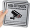 Goodvia Cartello area Videosorvegliata Metallo Autoadesivo 15x15cm 2pz Segnaletica Videosorveglianza Alluminio Spazzolato GDPR Impermeabile e Resistente ai Raggi UV Adatti per Case e Aziende