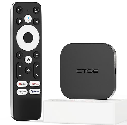 ETOE 4K Android 11.0 Smart-TV-Box mit Netflix-Zertifizierung, unterstützt Chromecast, Google Assistant, Dolby Audio, 2,4G+5G WiFi, Bluetooth 5.0, 2GB+16GB Fernsehbox für Projektor/Monitor